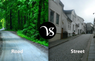 Difference between road and street
