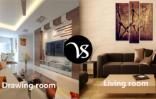 Difference between drawing room and living room